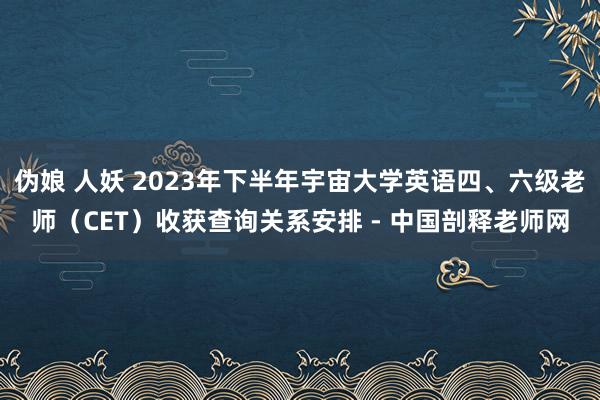 伪娘 人妖 2023年下半年宇宙大学英语四、六级老师（CET）收获查询关系安排 - 中国剖释老师网