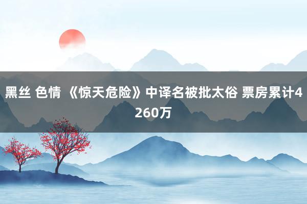 黑丝 色情 《惊天危险》中译名被批太俗 票房累计4260万