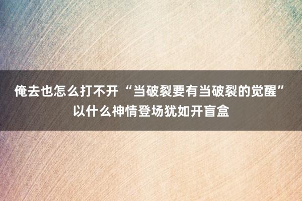 俺去也怎么打不开 “当破裂要有当破裂的觉醒”　以什么神情登场犹如开盲盒