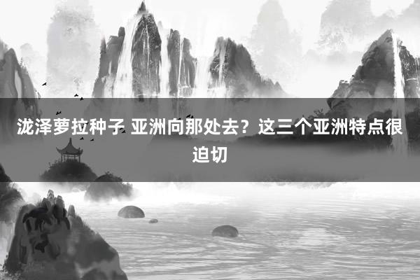 泷泽萝拉种子 亚洲向那处去？这三个亚洲特点很迫切